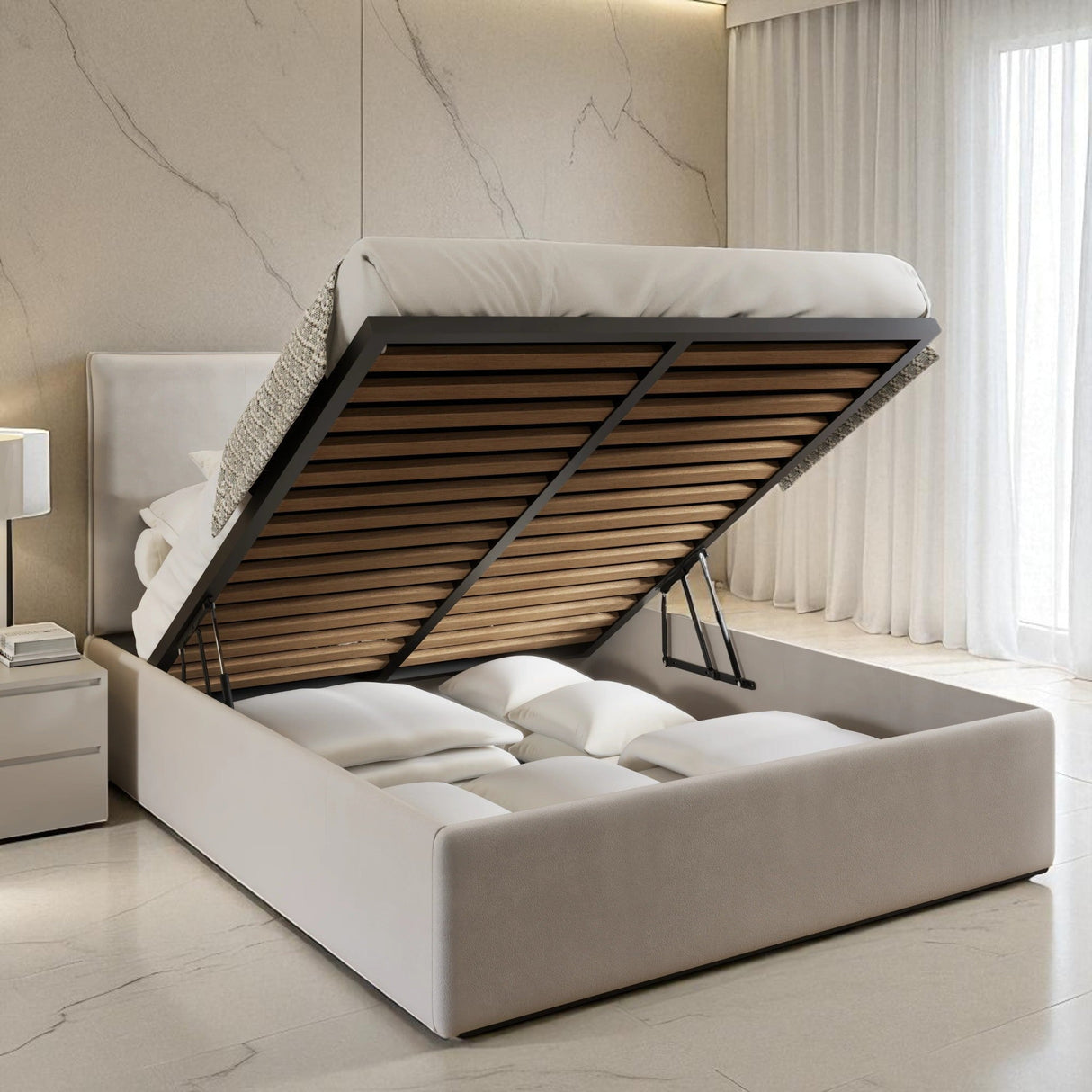 Anya Ottoman Storage Bed Frame Set With Mattress