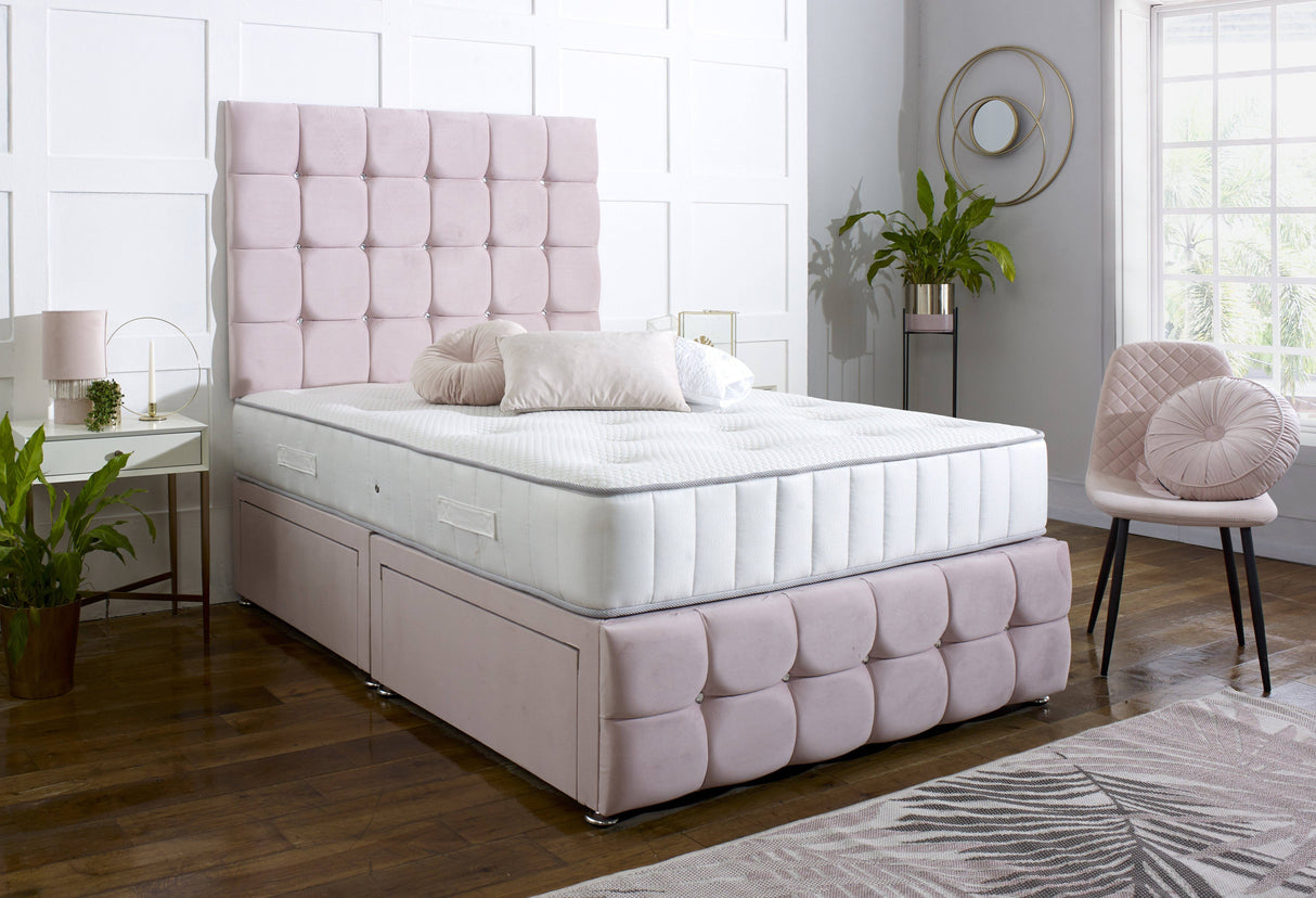 Perth Divan Bed Set with Tall Button Headboard and Footboard