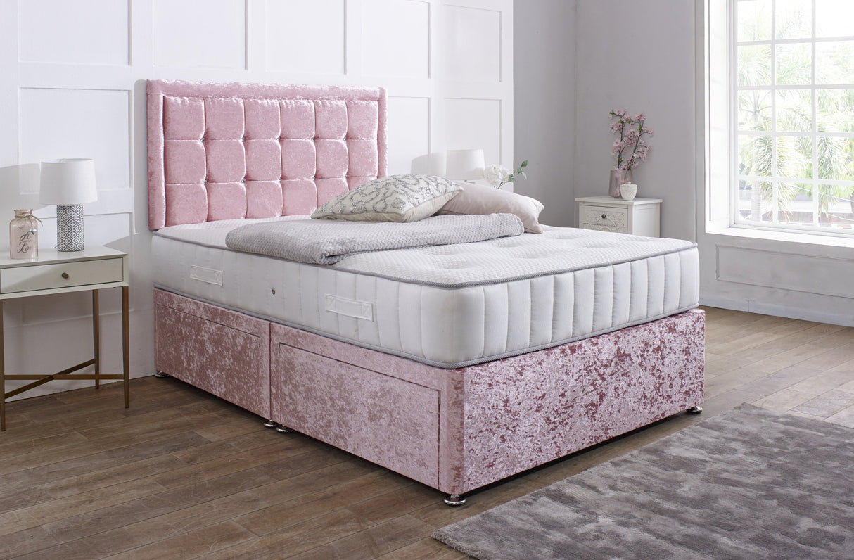 Eleanor Divan Bed Set with Button Border Headboard