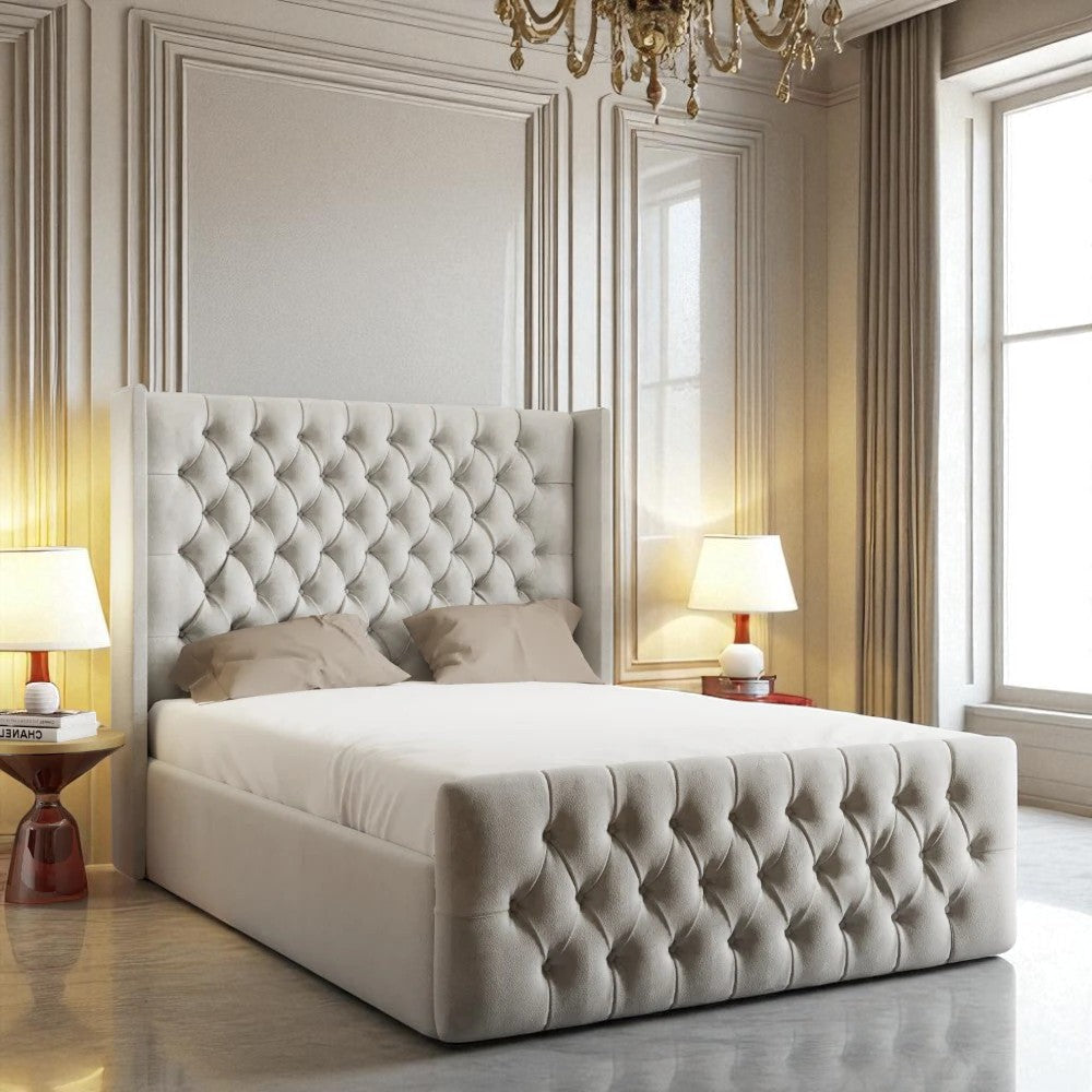 Bellaza Wingback Ottoman Storage Bed Frame Set With Mattress