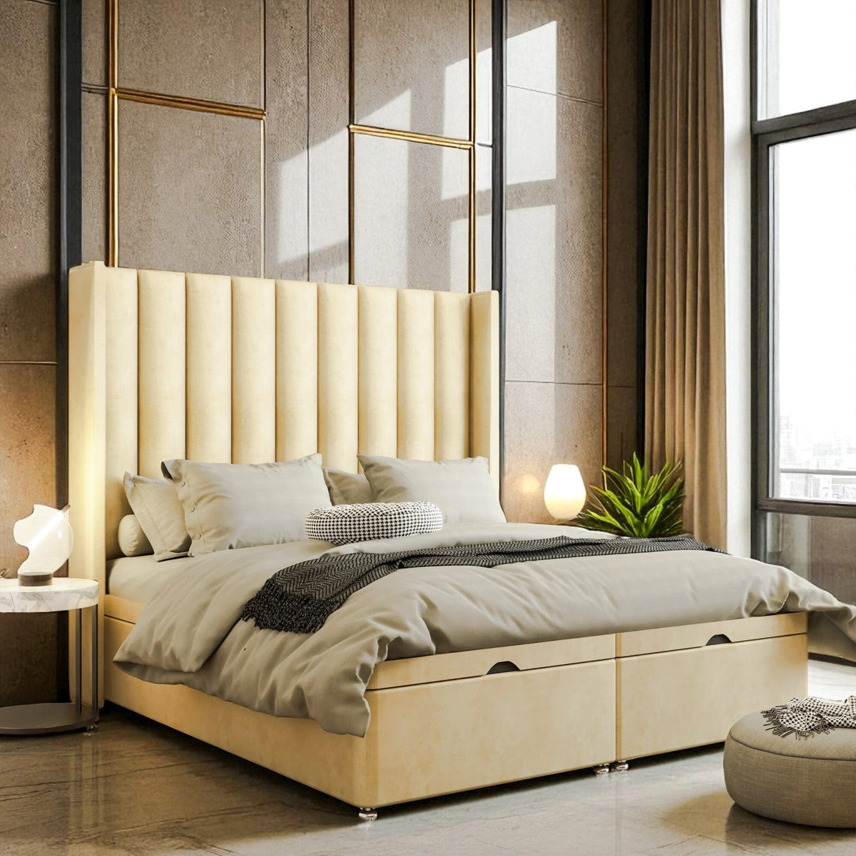 Dolce Wingback Ottoman Storage Divan Bed Set