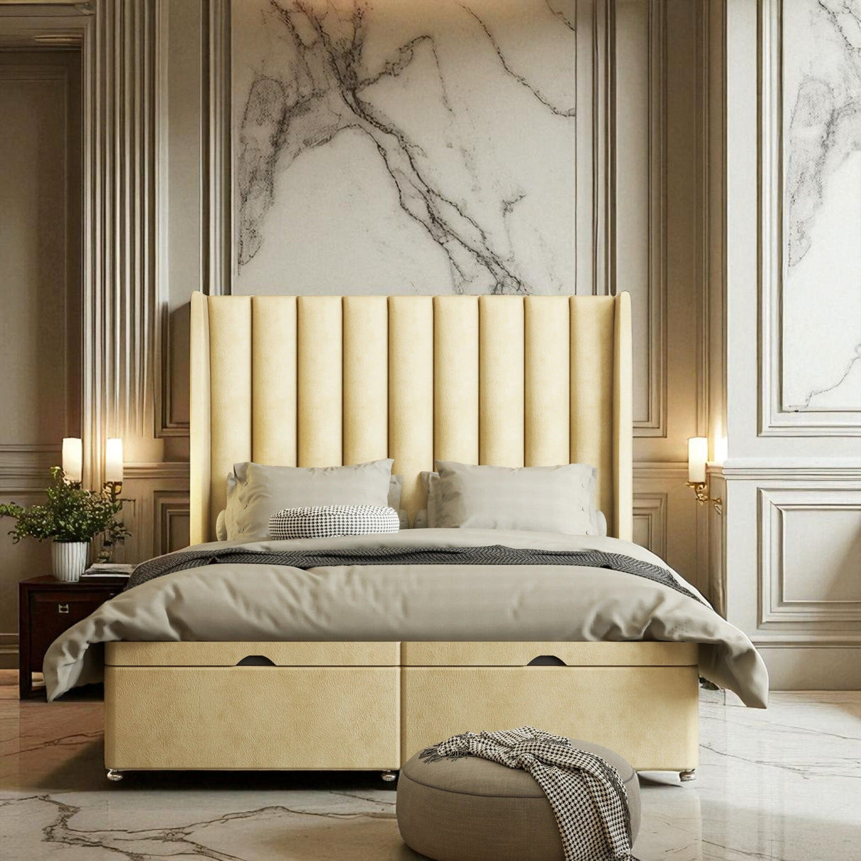 Dolce Wingback Ottoman Storage Divan Bed Set