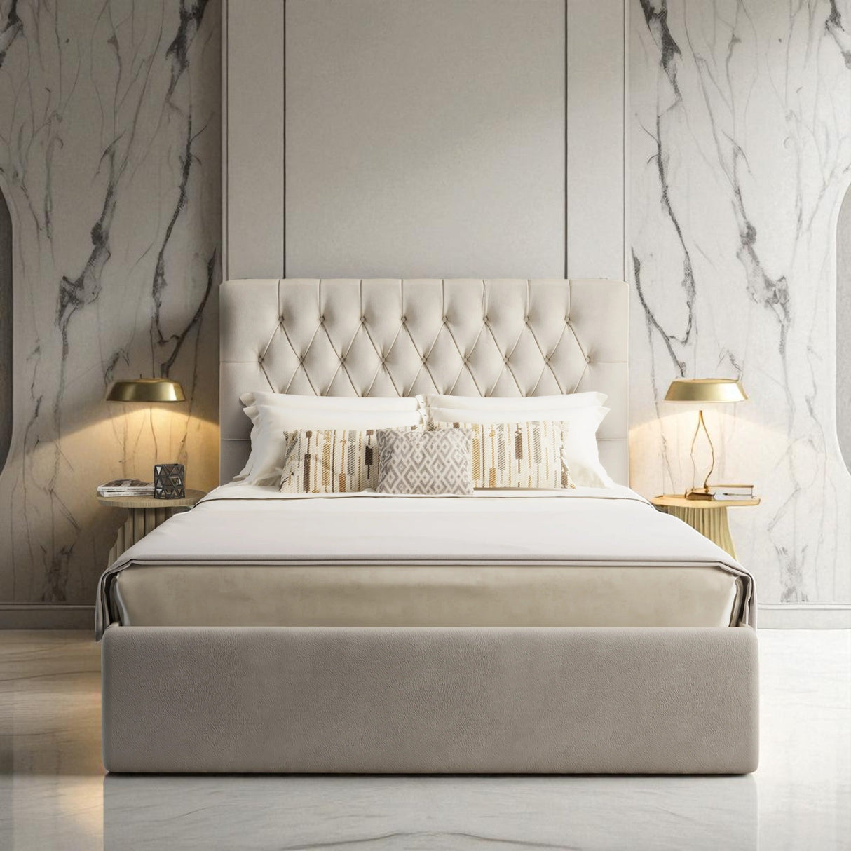 Elora Ottoman Storage Bed Frame Set With Mattress