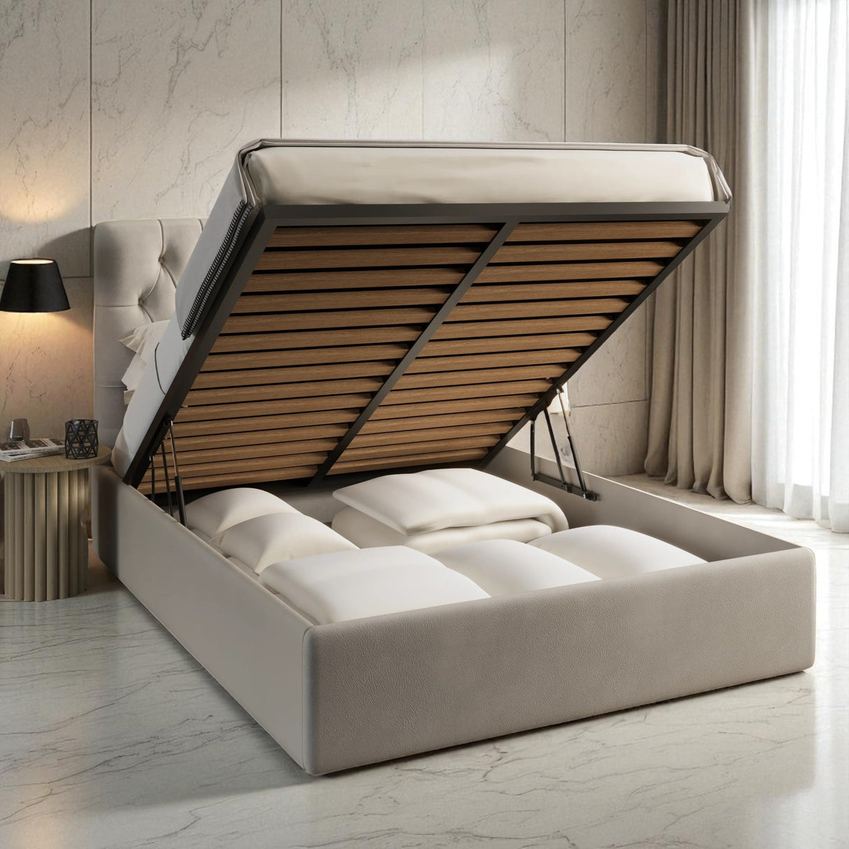 Elora Ottoman Storage Bed Frame Set With Mattress