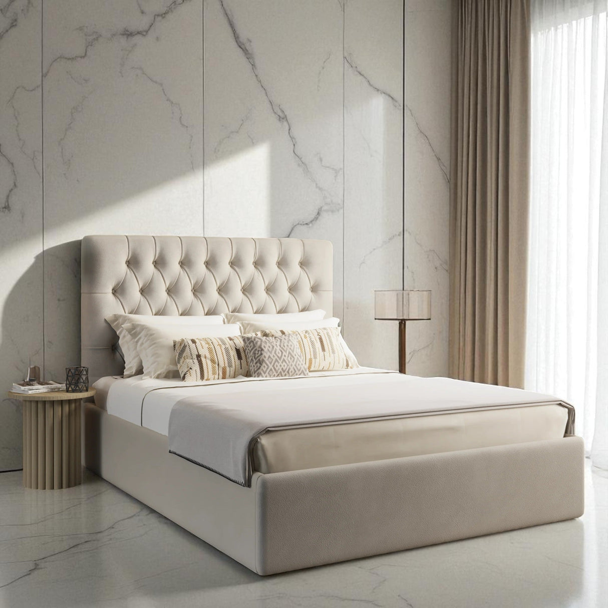 Elora Ottoman Storage Bed Frame Set With Mattress