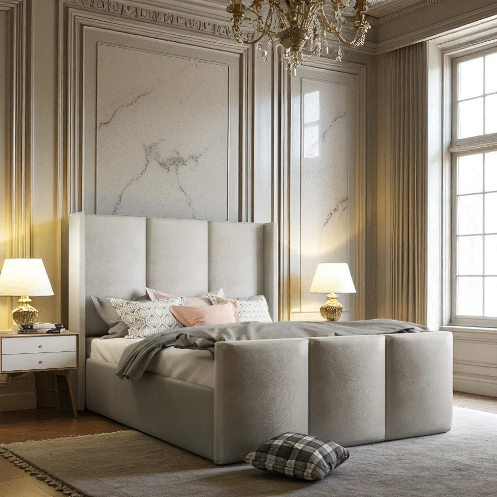 Lila Wingback Ottoman Storage Bed Frame Set With Mattress