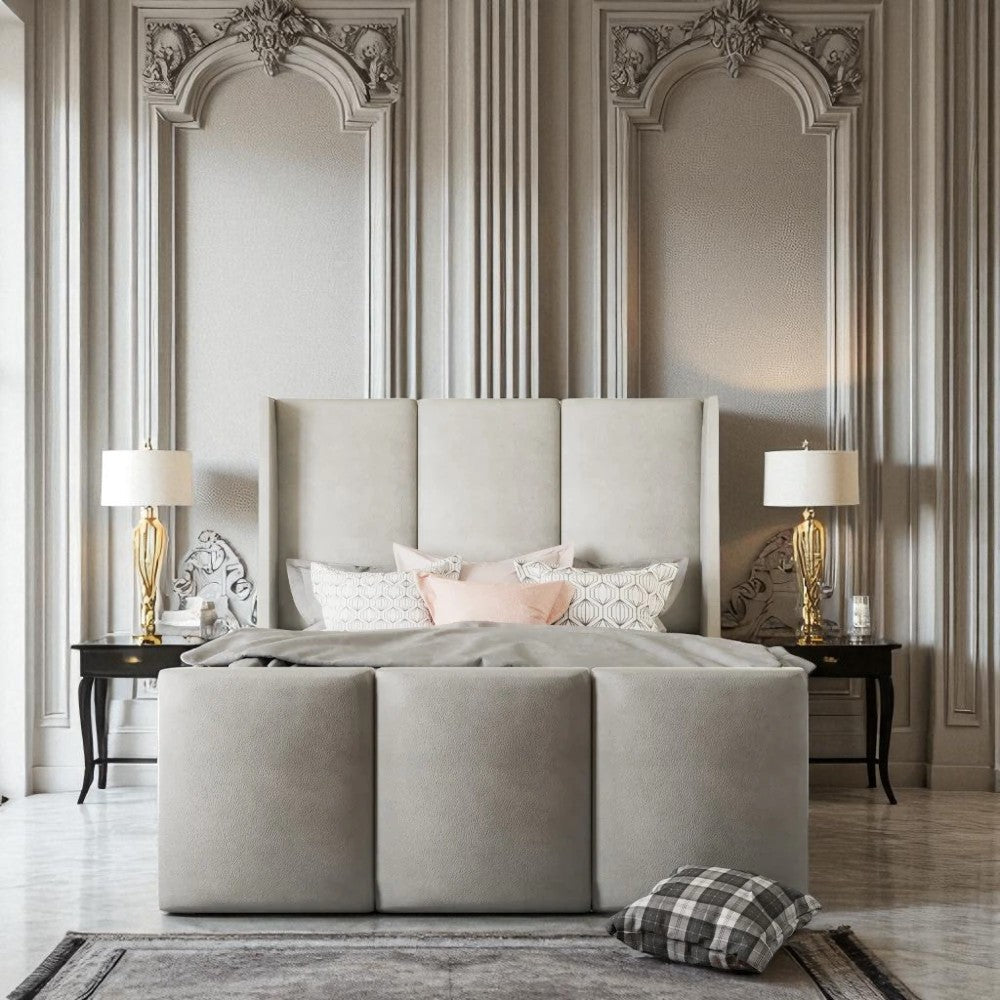 Lila Wingback Ottoman Storage Bed Frame Set With Mattress