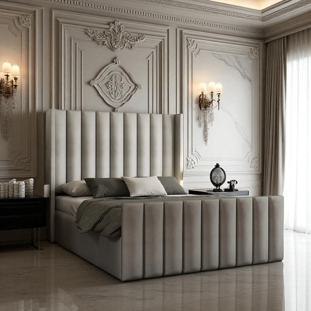 Ayla Wingback Ottoman Storage Bed Frame Set With Mattress