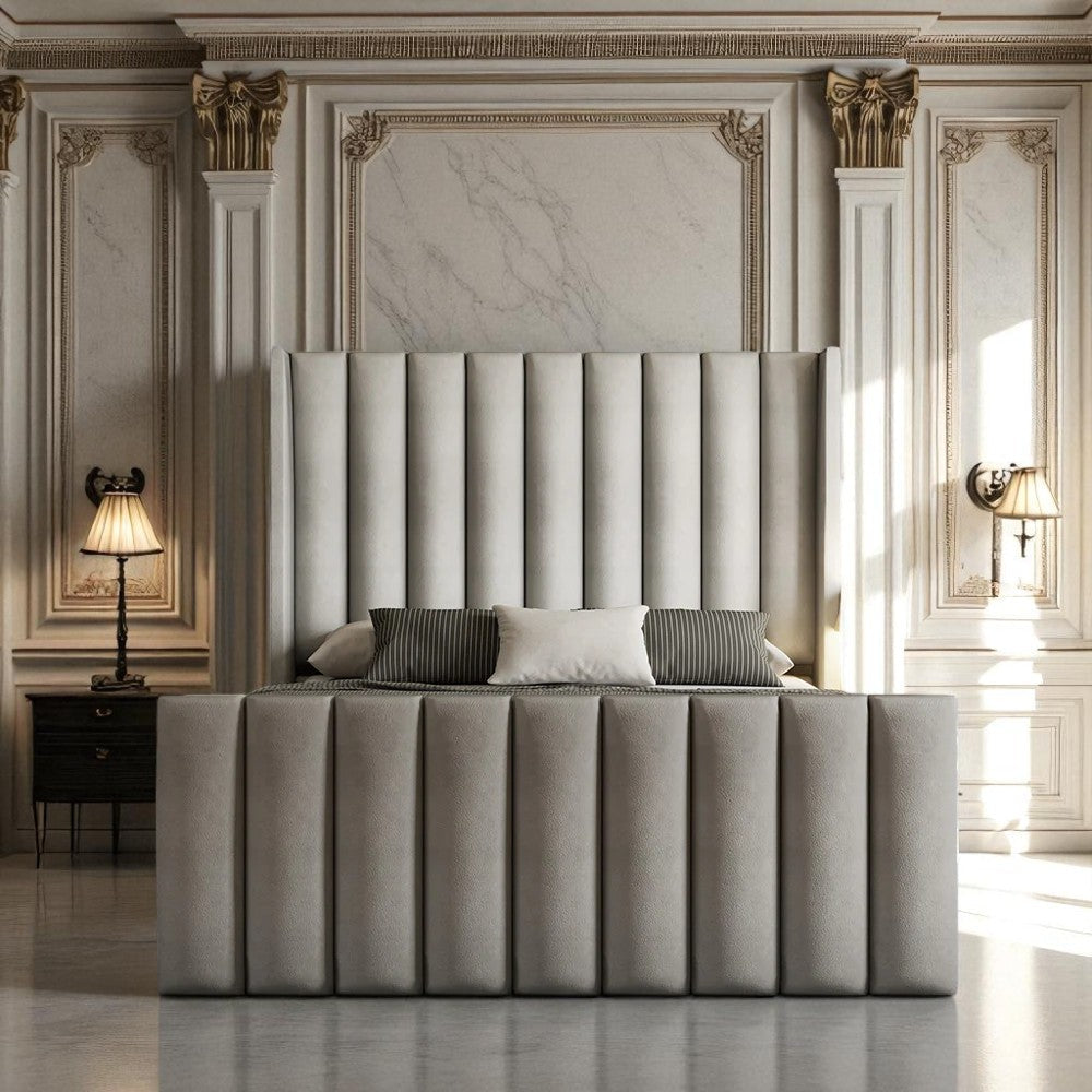 Ayla Wingback Ottoman Storage Bed Frame Set With Mattress