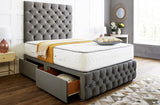Royale Divan Bed Set With Tall Button Headboard Plus Footboard