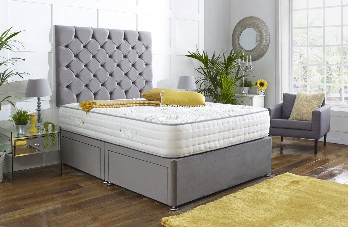 Harrington Divan Bed Set with Tall Button Headboard