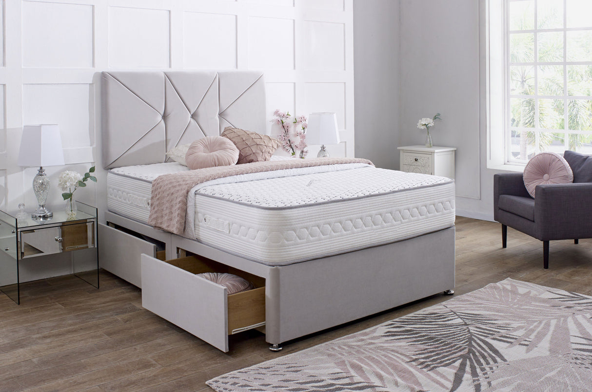 Lyon Divan Bed Set with Button Headboard