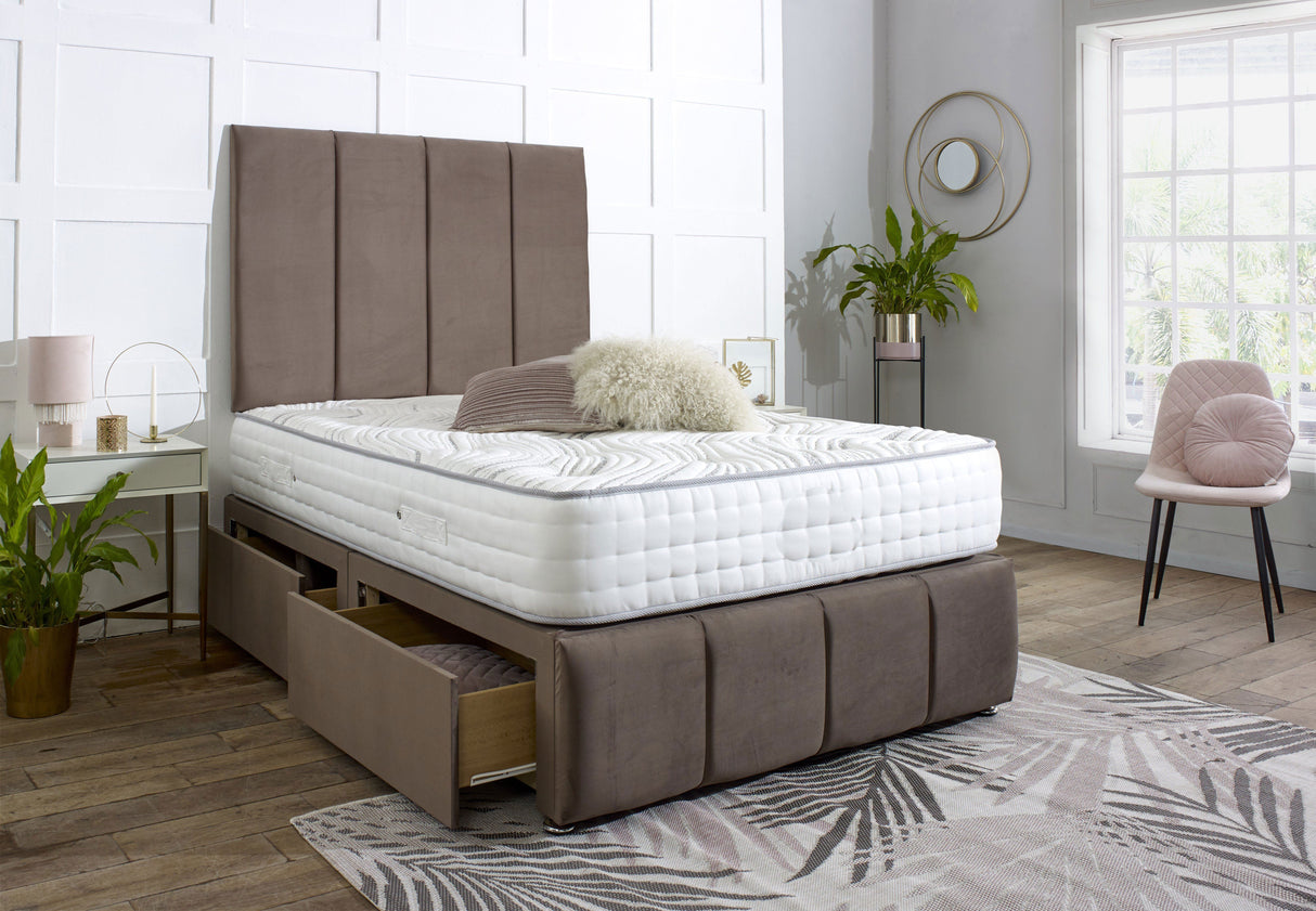 Celine Divan Bed Set with Tall Headboard and Footboard