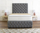 Royale Divan Bed Set With Tall Button Headboard Plus Footboard
