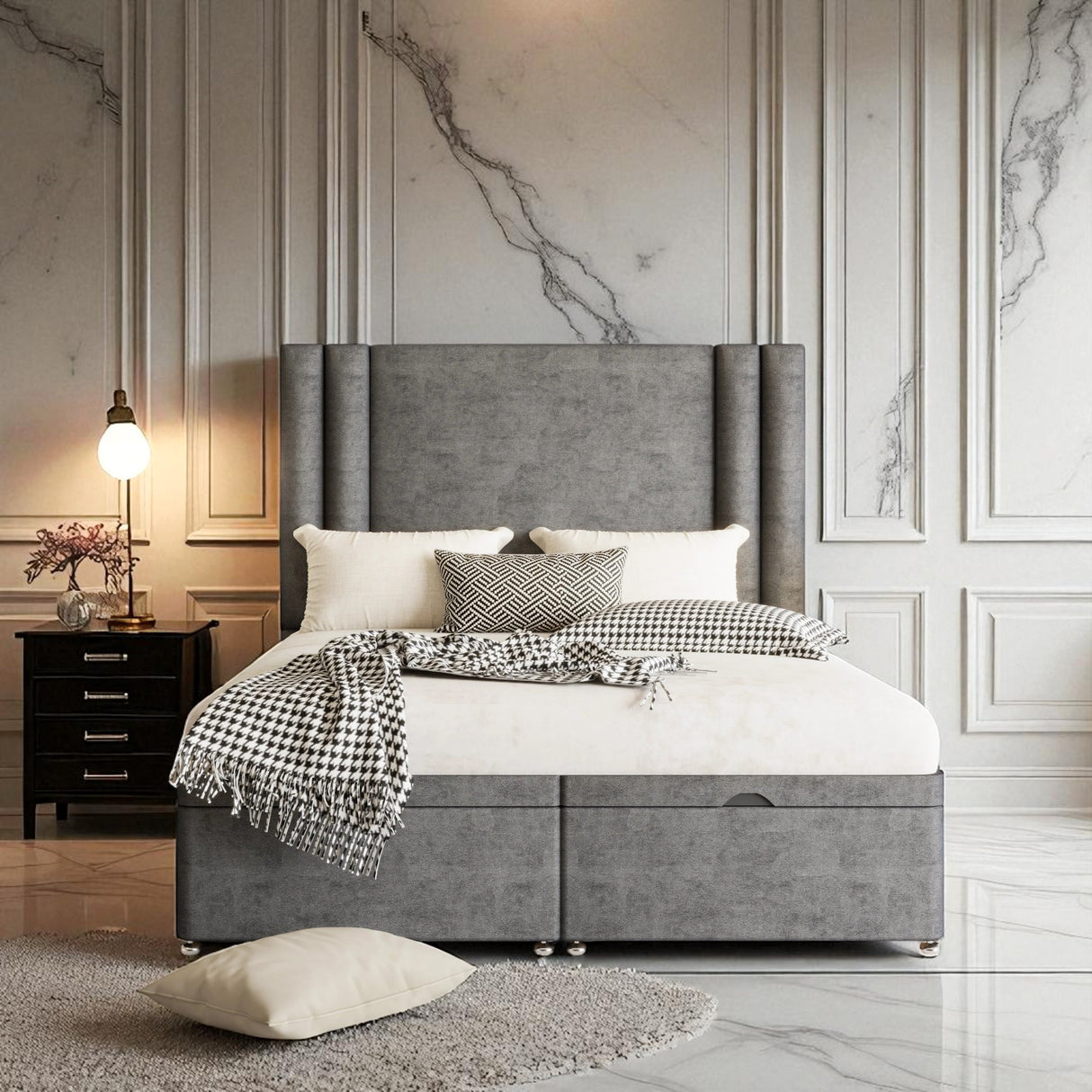 Amara Ottoman Storage Divan Bed Set With Mattress