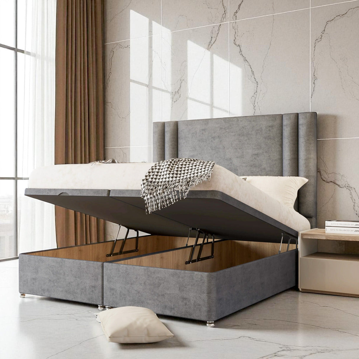 Amara Ottoman Storage Divan Bed Set With Mattress