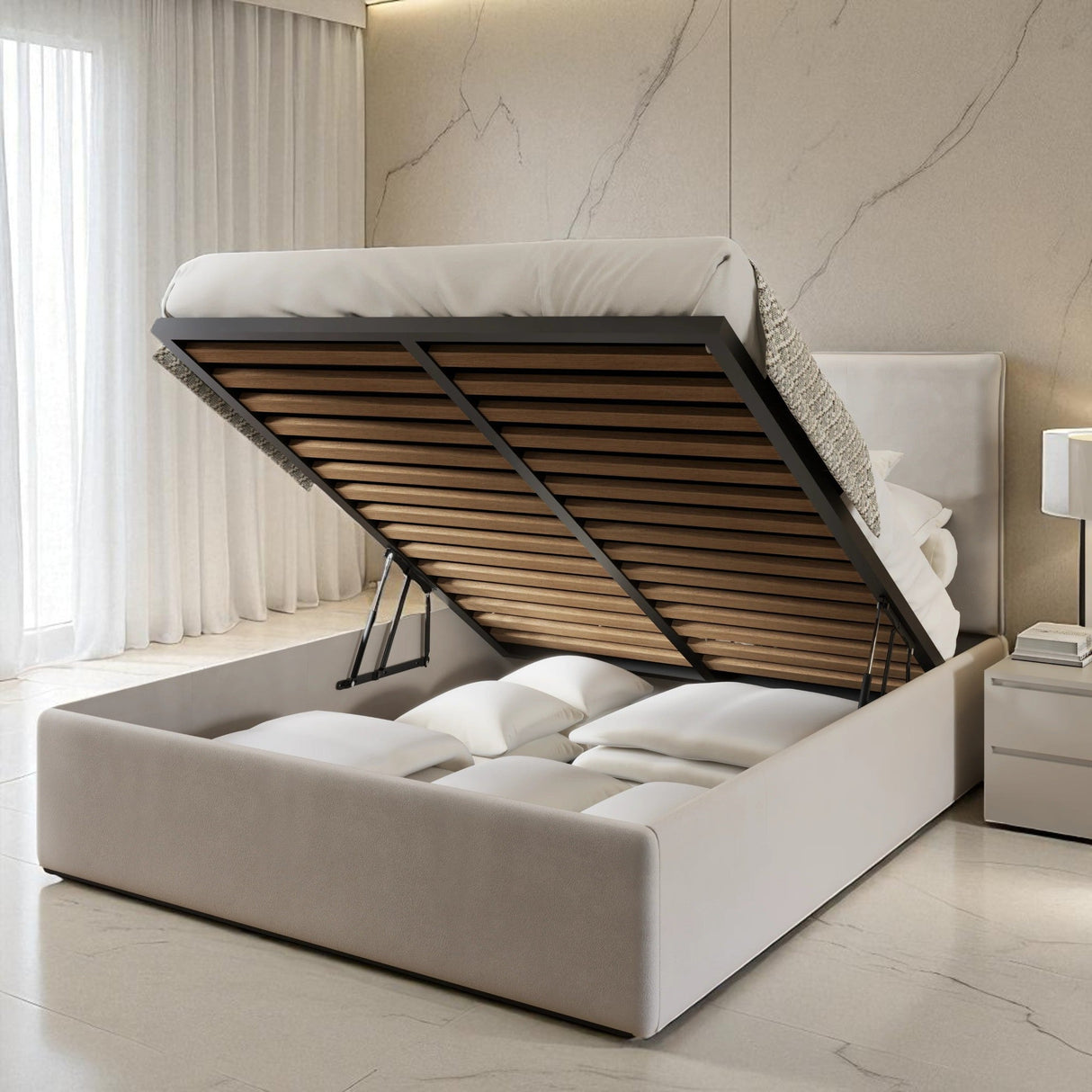 Aria Ottoman Storage Bed Frame Set With Mattress