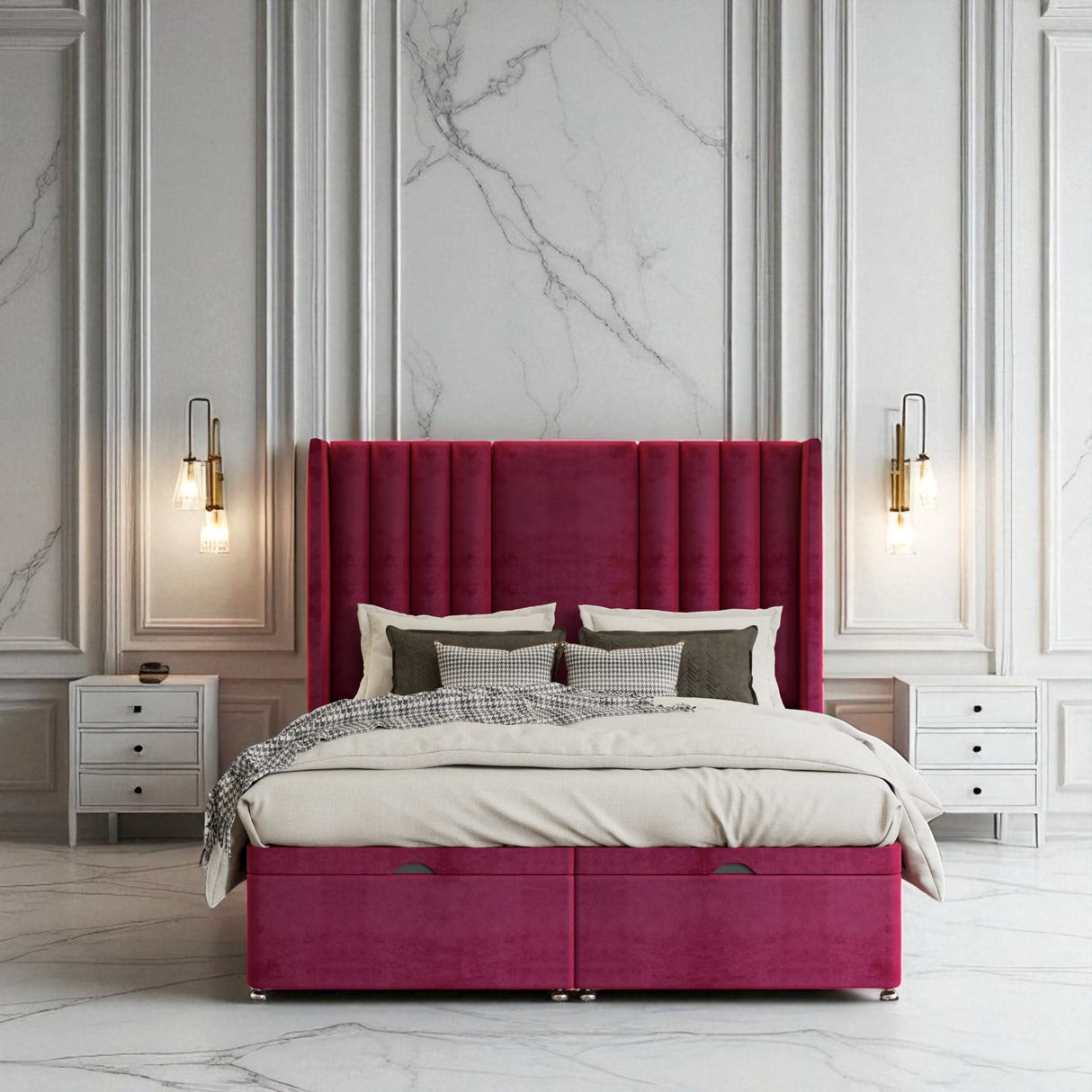 Caruso Ottoman Storage Divan Bed Set With Mattress