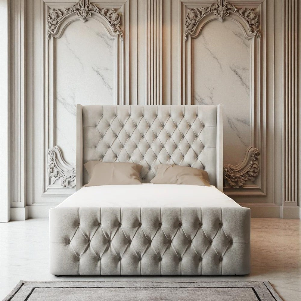 Dolce Wingback Ottoman Storage Bed Frame Set With Mattress