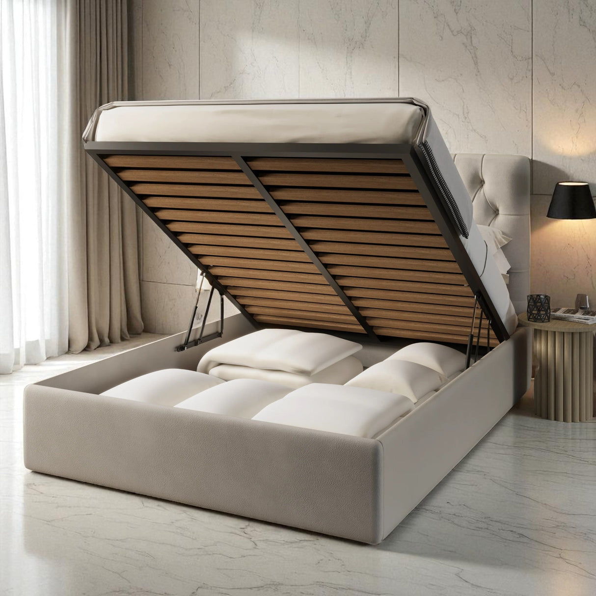 Ella Ottoman Storage Bed Frame Set With Mattress