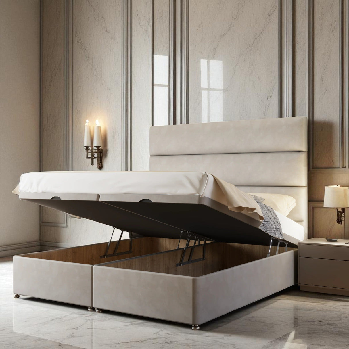 Fiorenza Ottoman Storage Divan Bed Set With Mattress