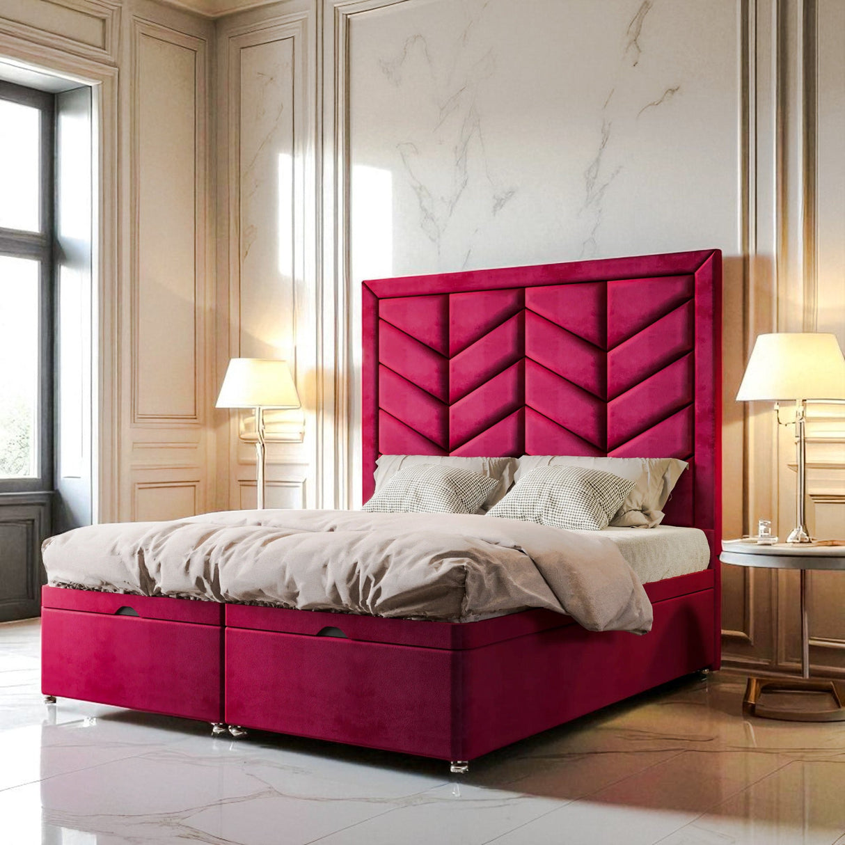 Lucenta Ottoman Storage Divan Bed Set With Mattress