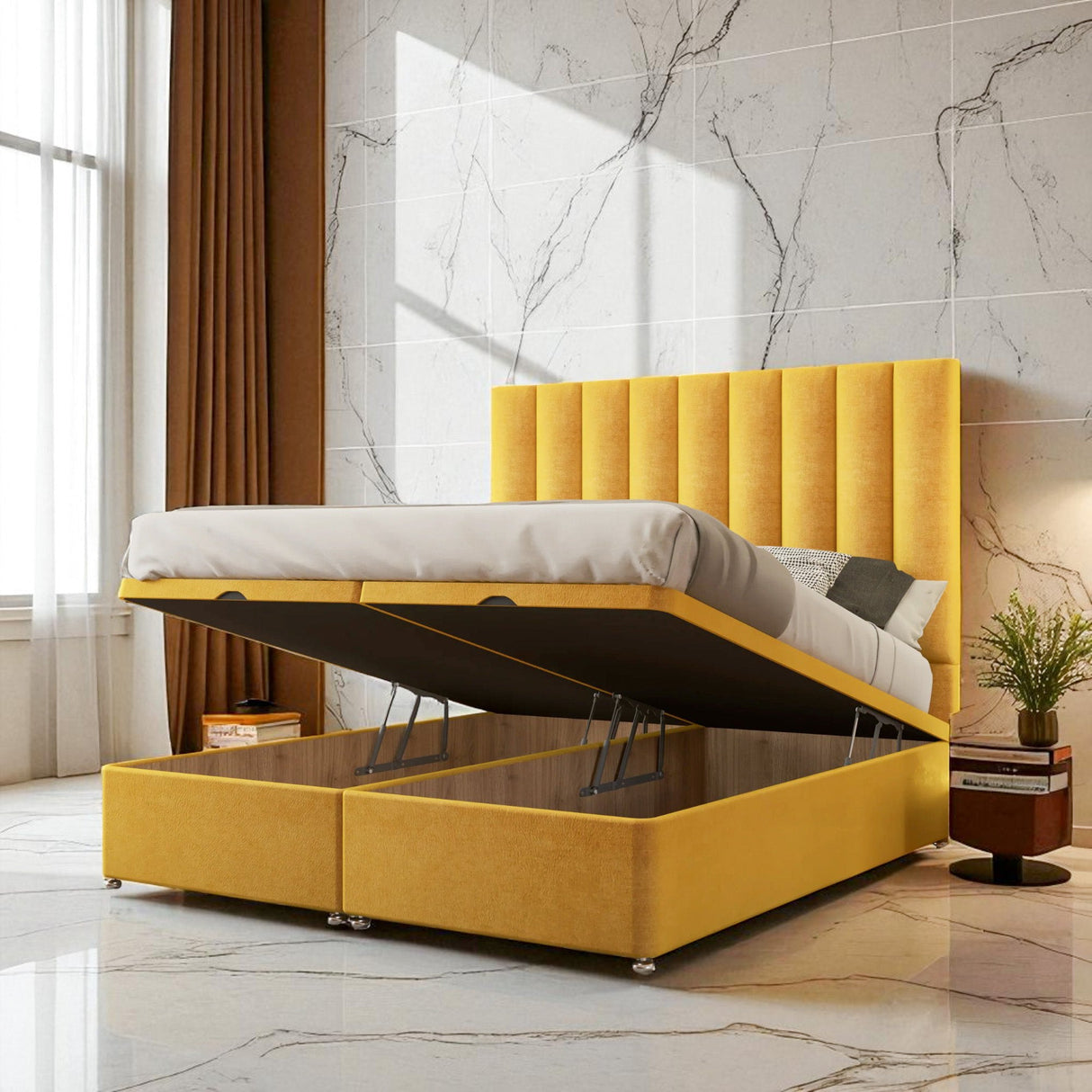 Lusso Ottoman Storage Divan Bed Set With Mattress