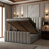 Maya Wingback Ottoman Storage Bed Frame Set With Mattress