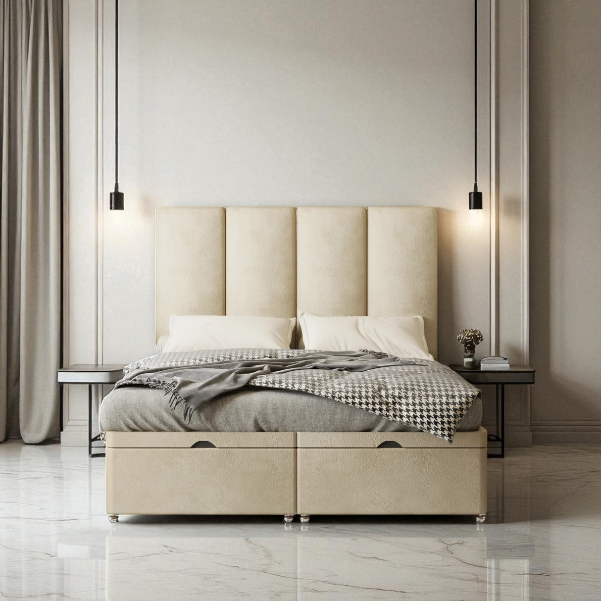 Velluto Ottoman Storage Divan Bed Set With Mattress