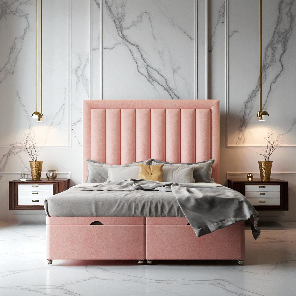 Zaffiro Ottoman Storage Divan Bed Set With Mattress