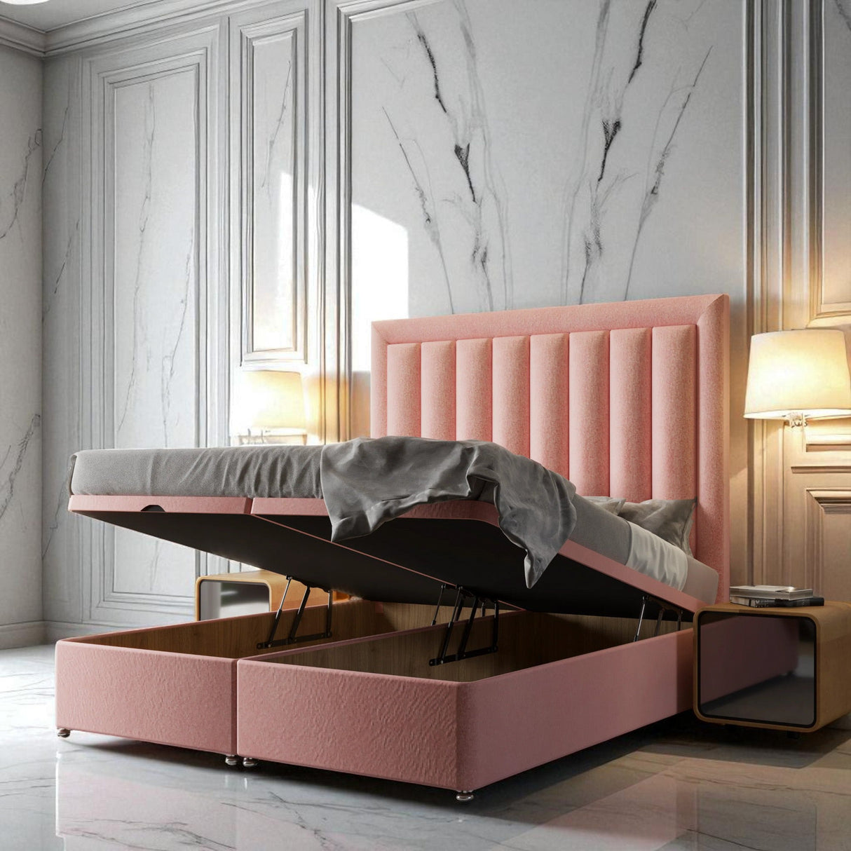Zaffiro Ottoman Storage Divan Bed Set With Mattress